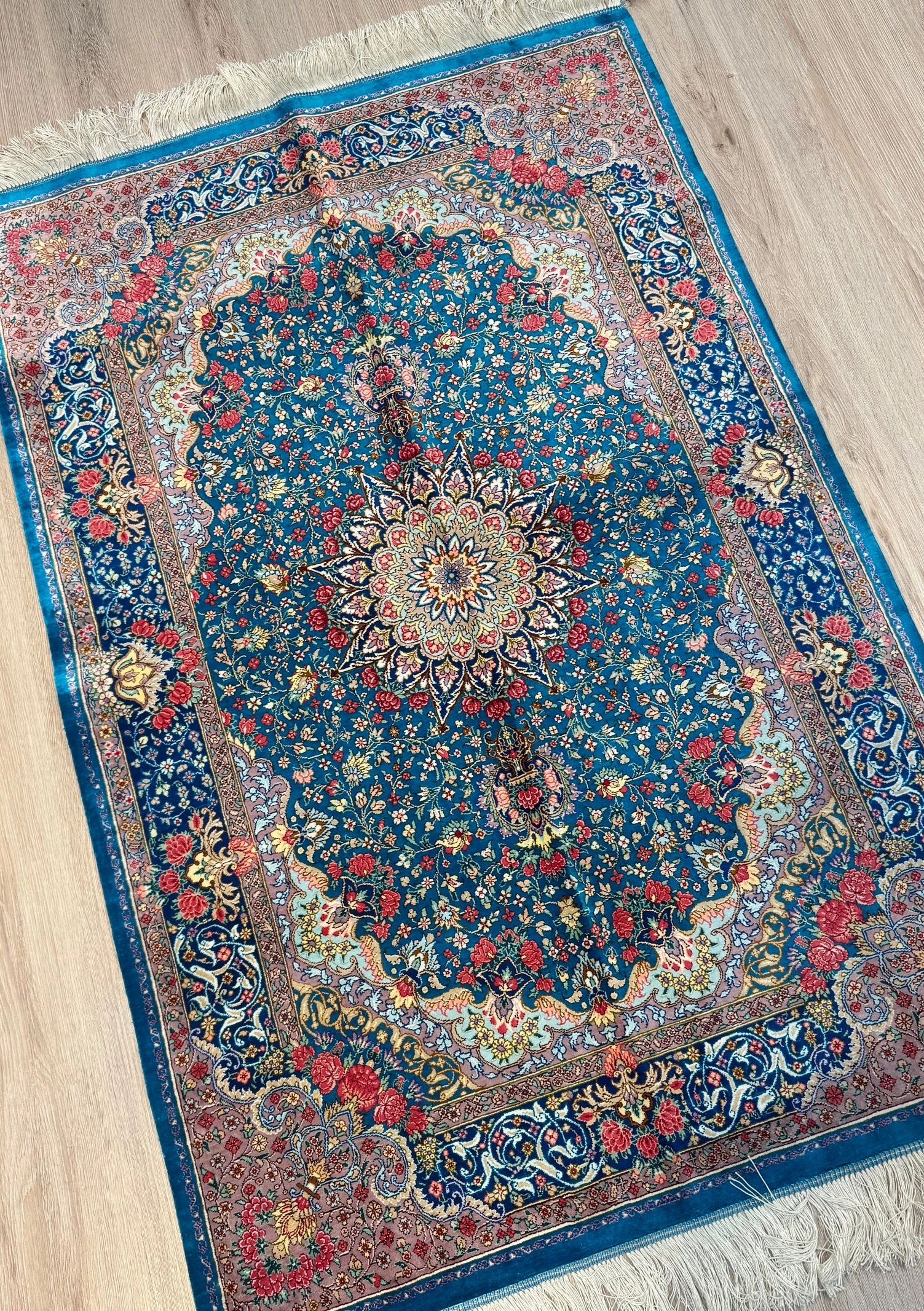 Silk Rug. Garden Bloom.