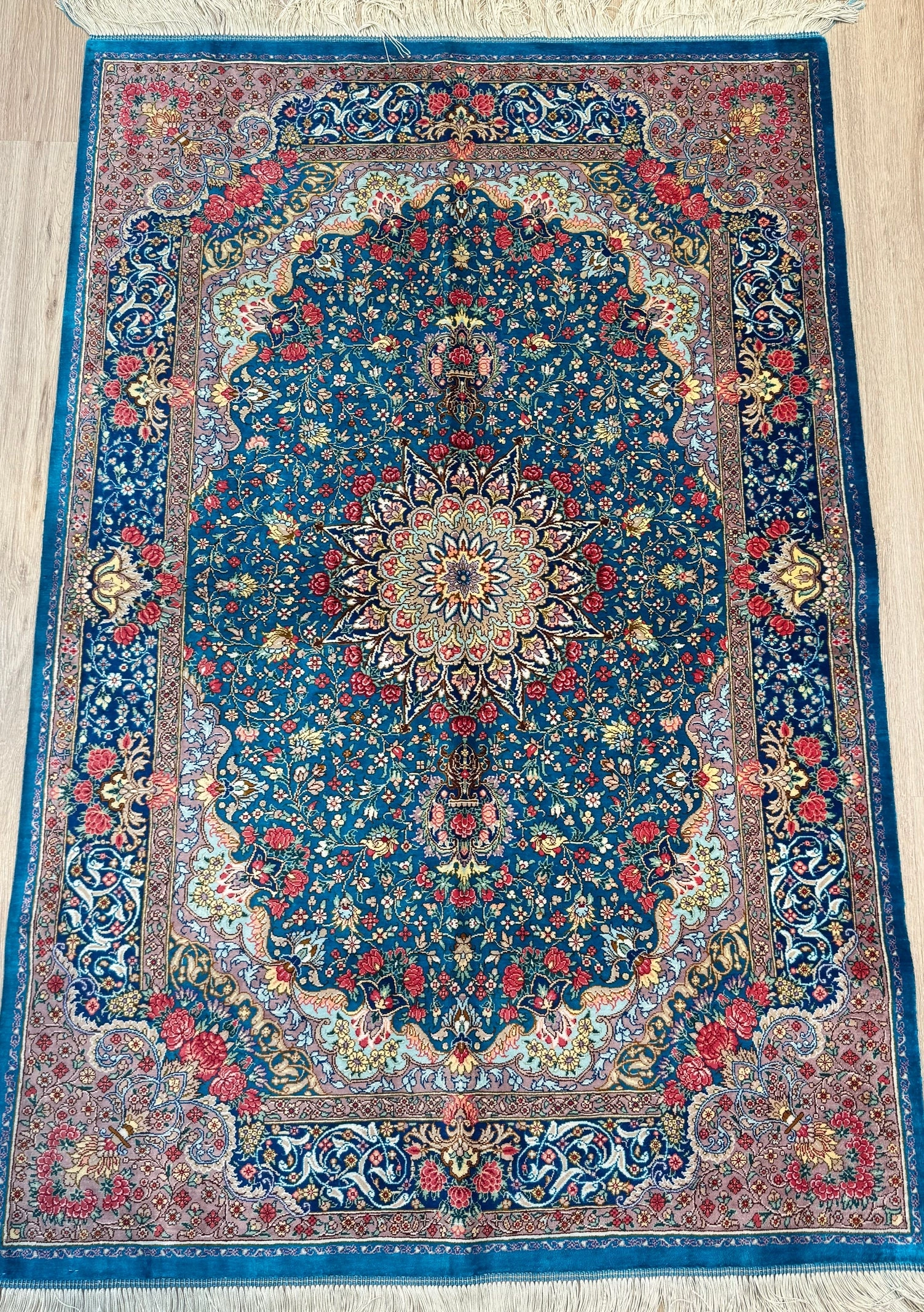 Silk Rug. Garden Bloom.